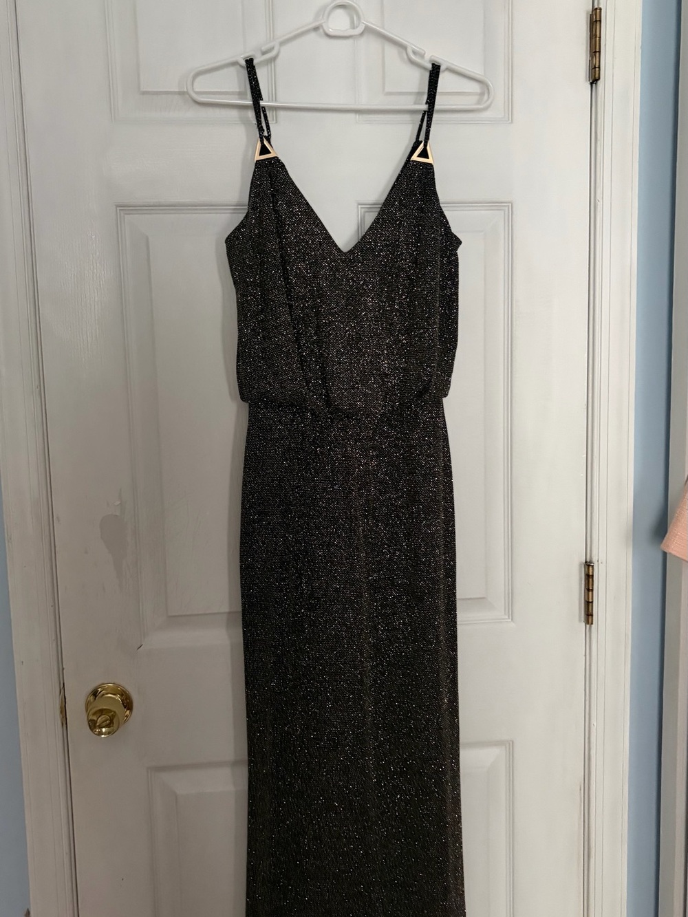 Calvin Klein Black Sparkle Strapless Evening Gown